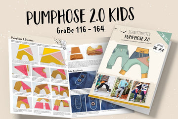 Papierschnittmuster Pumphose 2.0 Kids von Lybstes (Gr. 116-164)